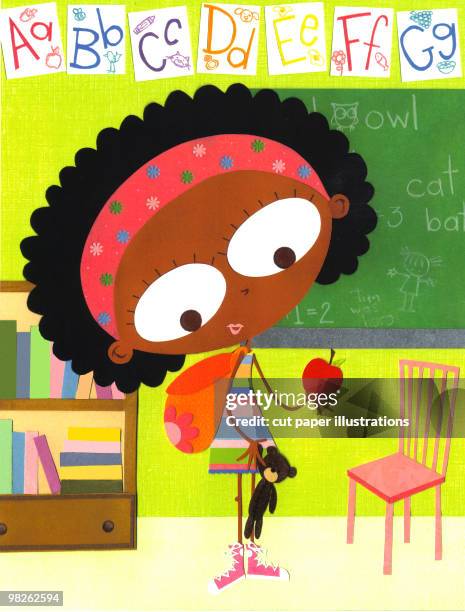 first day of school - fruit stand stock illustrations