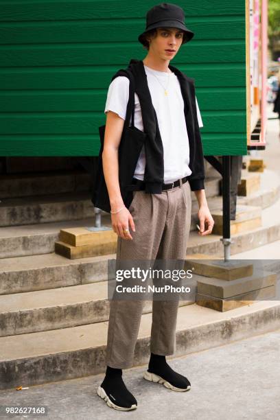 Gust is seen during Paris Men's Fashion Week Spring/Summer 2019 in Paris, France, on June 22, 2018.