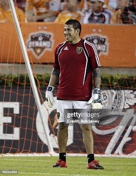Goalkeeper Nick Rimando of Real Salt Lake during the game against the Houston Dynamo on April 1, 2010 in Houston, Texas.