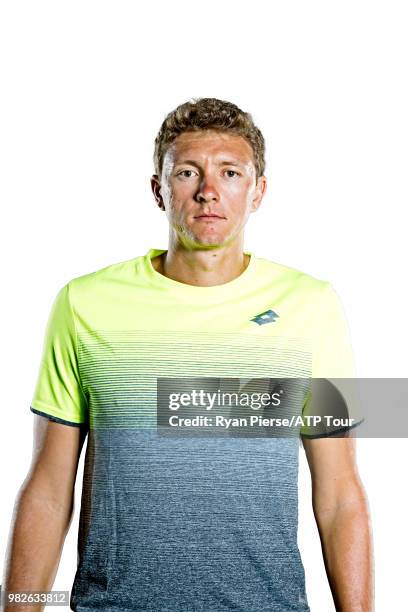 Denis Istomin of Uzbekistan poses for portraits during the Australian Open at Melbourne Park on January 12, 2018 in Melbourne, Australia.