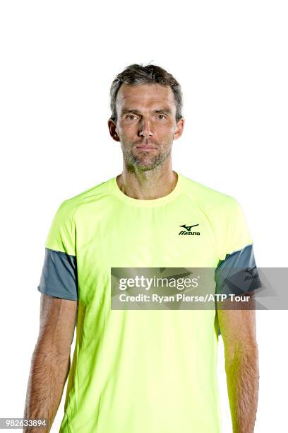 Ivo Karlovic of Croatia poses for portraits during the Australian Open at Melbourne Park on January 12, 2018 in Melbourne, Australia.