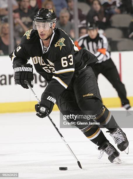 Mike Ribeiro of the Dallas Stars skates against the Edmonton Oilers on April 2, 2010 at the American Airlines Center in Dallas, Texas.