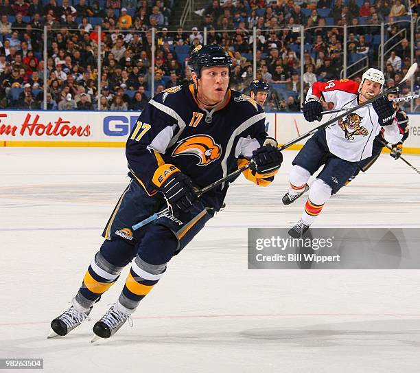 Raffi Torres of the Buffalo Sabres skates against the Florida Panthers on March 31, 2010 at HSBC Arena in Buffalo, New York.