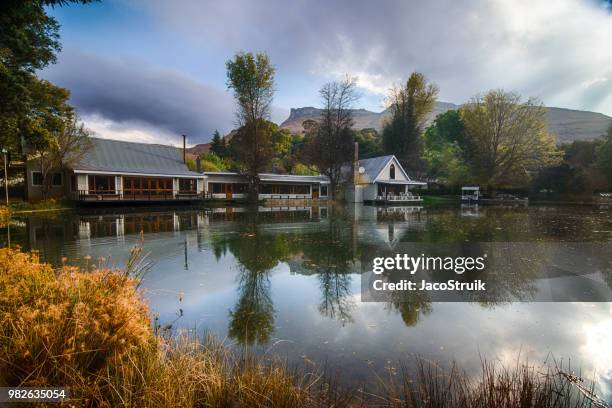 drakensberg lodge - struik stock pictures, royalty-free photos & images