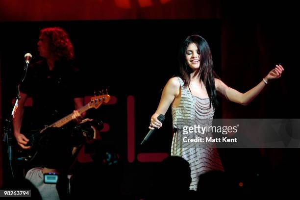 Selena Gomez performs her first U.K. Show at Shepherds Bush Empire on April 5, 2010 in London, England.
