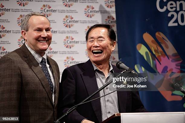 Actor George Takei and his husband Brad Altman attend the LGBT 2010 Census participation press conference at the LGBT Center on April 5, 2010 in New...