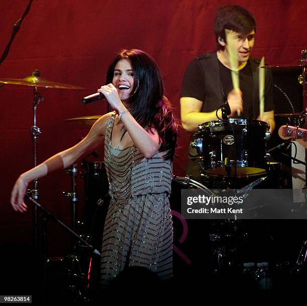 Selena Gomez performs her first U.K. Show at Shepherds Bush Empire on April 5, 2010 in London, England.