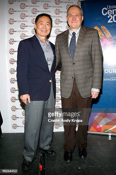 Actor George Takei and husband Brad Altman attend the LGBT 2010 Census participation press conference at the LGBT Center on April 5, 2010 in New York...