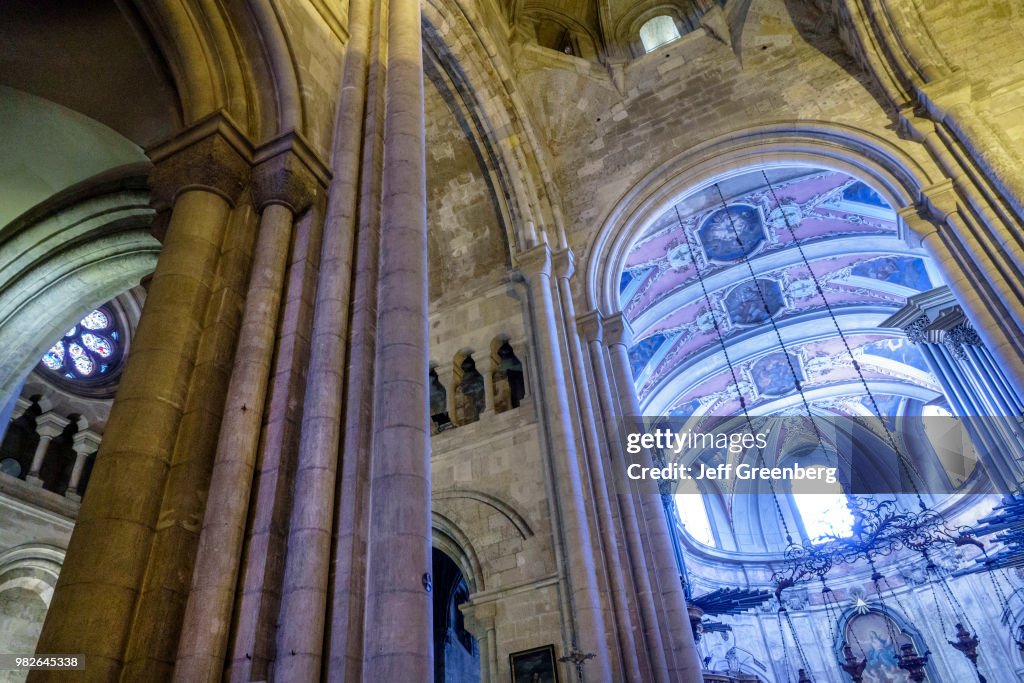 Portugal, Lisbon, Cathedral of St. Mary Major interior and ceiling