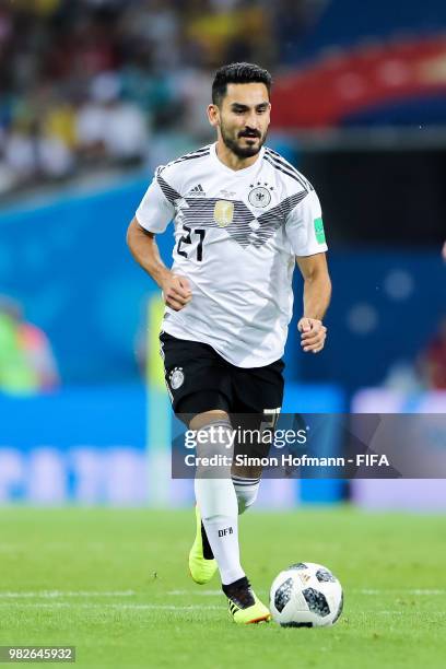 Ilkay Guendogan of Germany controls the ball during the 2018 FIFA World Cup Russia group F match between Germany and Sweden at Fisht Stadium on June...