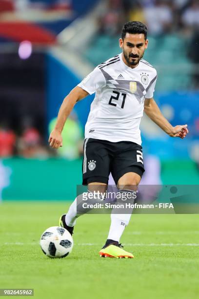 Ilkay Guendogan of Germany controls the ball during the 2018 FIFA World Cup Russia group F match between Germany and Sweden at Fisht Stadium on June...