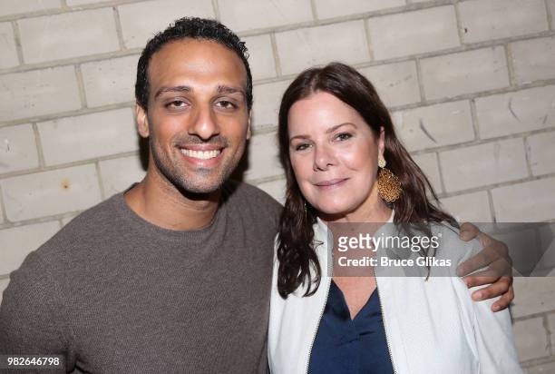 Tony Winner Ari'el Stachel and Marcia Gay Harden pose backstage at the hit 2018 Tony Winning Best Musical "The Band's Visit" on Broadway at The...