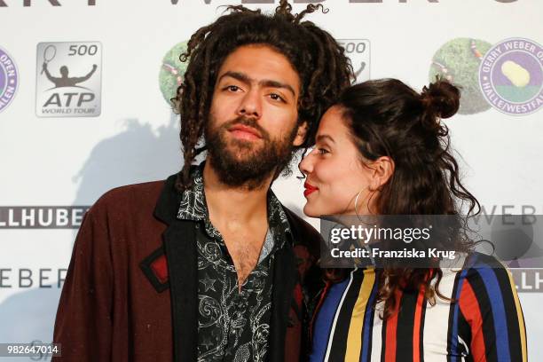 Noah Becker and his girlfriend Taina Moreno attend the Gerry Weber Open Fashion Night 2018 at Gerry Weber Stadium on June 23, 2018 in Halle, Germany.