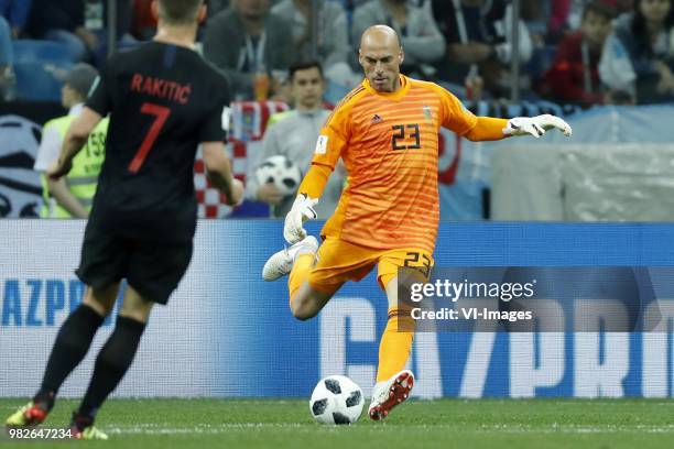 Ivan Rakitic of Croatia, goalkeeper Willy Caballero of Argentina during the 2018 FIFA World Cup Russia group D match between Argentina and Croatia at...