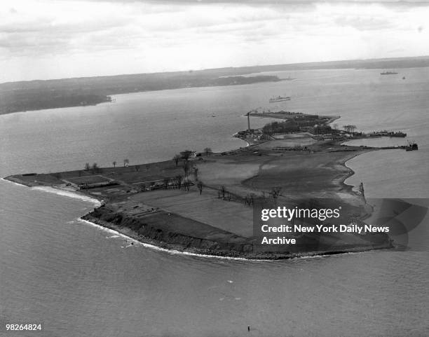 Aerial view of Hart Island, New York in a photo taken on April 2, 1946.