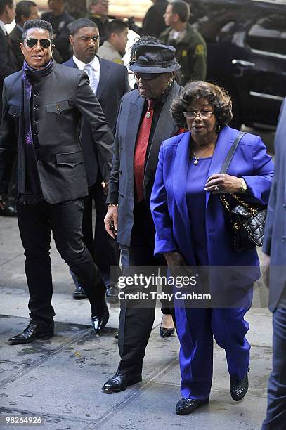 Jermaine Jackson, Joe Jackson and Katherine Jackson arrive for the hearing of Michael Jackson's doctor Conrad Murray on April 5, 2010 in Los Angeles,...