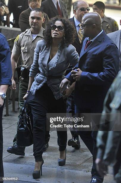 Janet Jackson arrives for the hearing of Michael Jackson's doctor Conrad Murray on April 5, 2010 in Los Angeles, California. Murray is charged with...