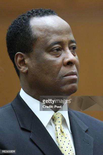 Dr. Conrad Murray appears at Los Angeles Superior Court on April 5, 2010 in Los Angeles, California. Murray is charged with involuntary manslaughter...