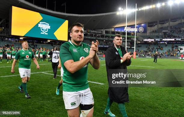 Sydney , Australia - 23 June 2018; Niall Scannell of Ireland celebrates after the 2018 Mitsubishi Estate Ireland Series 3rd Test match between...