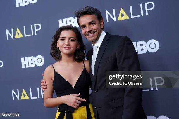 Actors Isabela Moner and Eugenio Derbez attend NALIP 2018 Latino Media Awards at The Ray Dolby Ballroom at Hollywood & Highland Center on June 23,...