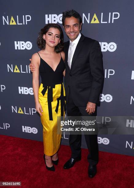 Actors Isabela Moner and Eugenio Derbez attend NALIP 2018 Latino Media Awards at The Ray Dolby Ballroom at Hollywood & Highland Center on June 23,...