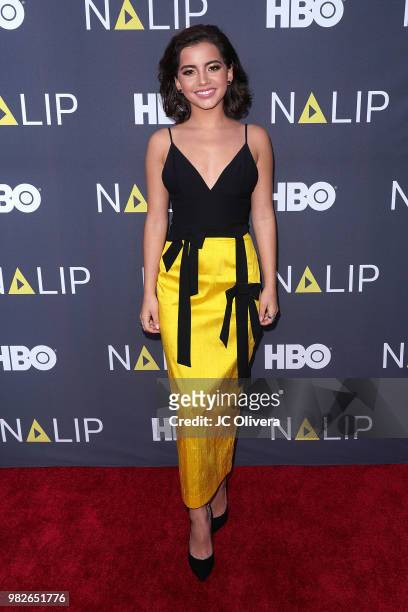 Actor Isabela Moner attends NALIP 2018 Latino Media Awards at The Ray Dolby Ballroom at Hollywood & Highland Center on June 23, 2018 in Hollywood,...