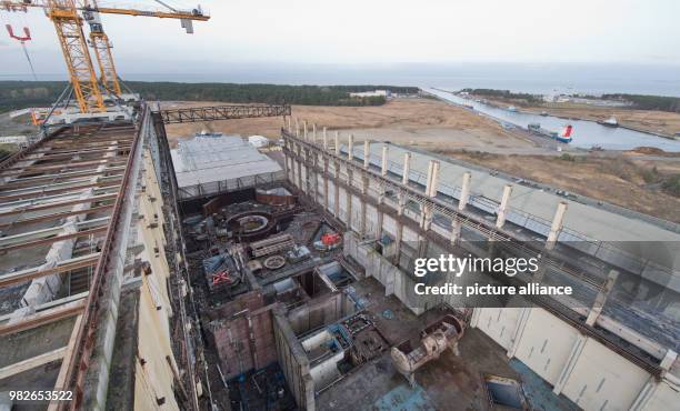 View of abandoned reactor blocks 7 and 8 at a nuclear power plant in Lubmin, Germany, 25 January 2018. Originally constructed to produce energy for...