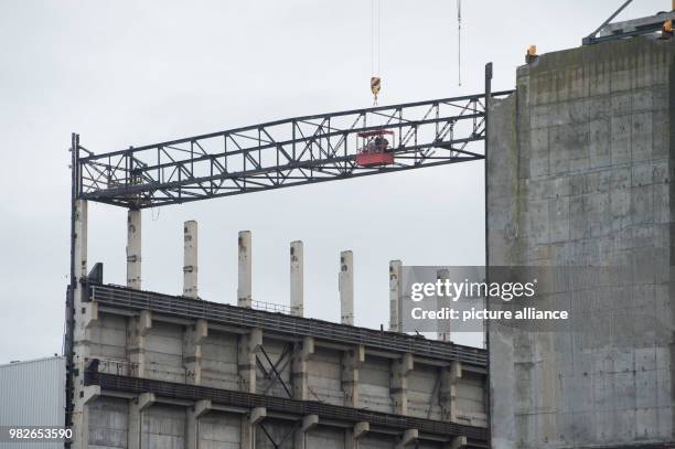 View of abandoned reactor blocks 7 and 8 at a nuclear power plant in Lubmin, Germany, 25 January 2018. Originally constructed to produce energy for...