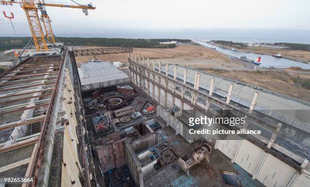 View of abandoned reactor blocks 7 and 8 at a nuclear power plant in Lubmin, Germany, 25 January 2018. Originally constructed to produce energy for...