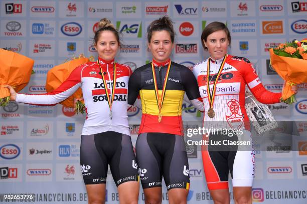 Podium / Valerie Demey of Belgium and Lotto Soudal Ladies Silver Medal / Annelies Dom of Belgium and Lotto Soudal Ladies Gold Medal / Sanne Cant of...