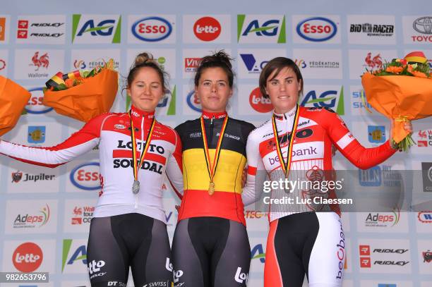 Podium / Valerie Demey of Belgium and Lotto Soudal Ladies Silver Medal / Annelies Dom of Belgium and Lotto Soudal Ladies Gold Medal / Sanne Cant of...