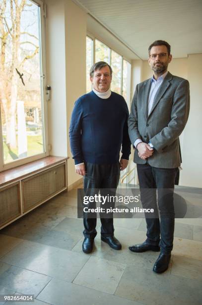 Christian Simonis , conductor of the symphonic orchestra and Felix Breyer, managing director of the philharmonic orchestra pose for a picture in Bad...