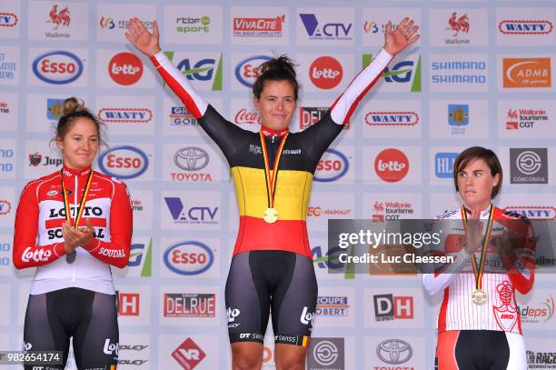 Podium / Valerie Demey of Belgium and Lotto Soudal Ladies Silver Medal / Annelies Dom of Belgium and Lotto Soudal Ladies Gold Medal / Sanne Cant of...