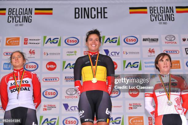 Podium / Valerie Demey of Belgium and Lotto Soudal Ladies Silver Medal / Annelies Dom of Belgium and Lotto Soudal Ladies Gold Medal / Sanne Cant of...