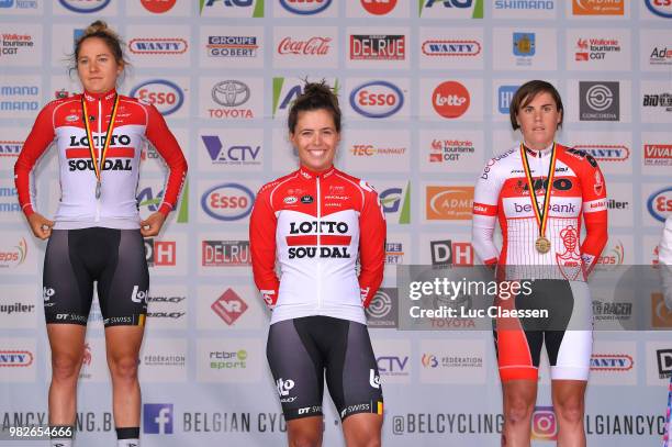 Podium / Valerie Demey of Belgium and Lotto Soudal Ladies Silver Medal / Annelies Dom of Belgium and Lotto Soudal Ladies Gold Medal / Sanne Cant of...