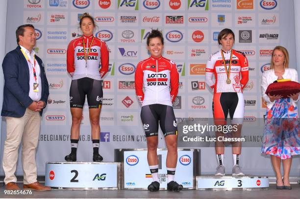 Podium / Valerie Demey of Belgium and Lotto Soudal Ladies Silver Medal / Annelies Dom of Belgium and Lotto Soudal Ladies Gold Medal / Sanne Cant of...