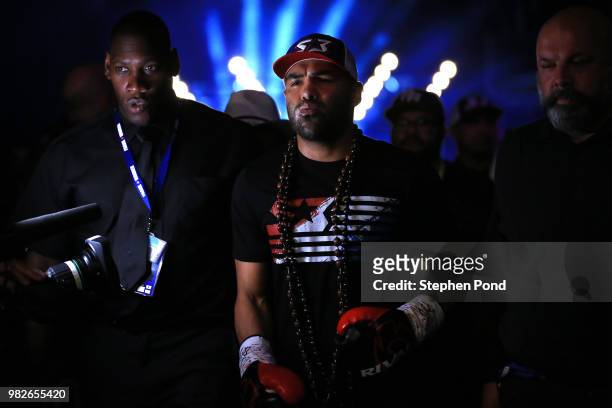 Roberto Garcia arrives ringside before his WBC Silver Middleweight Championship contest fight against Martin Murray at The O2 Arena on June 23, 2018...