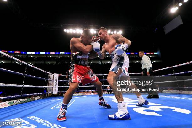 Martin Murray in action against Roberto Garcia during their WBC Silver Middleweight Championship contest fight at The O2 Arena on June 23, 2018 in...