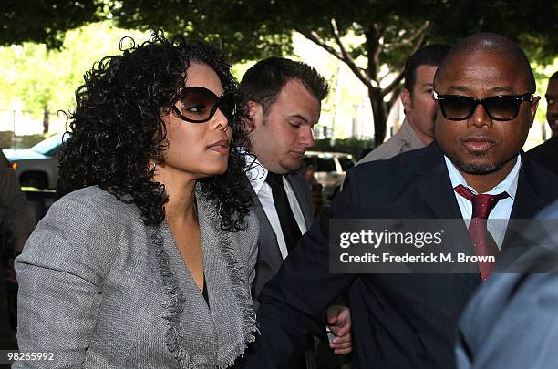 Janet Jackson and Randy Jackson enter the Los Angeles Criminal Courts building for the court appearance of Dr. Conrad Murray on April 5, 2010 in Los...