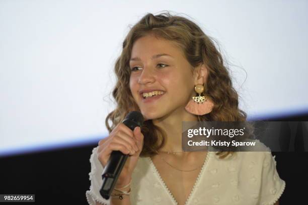 Lou attends the "Maya L'Abeille 2 - Les Jeux Du Miel" Paris Special Screening at Cinema Gaumont Opera on June 24, 2018 in Paris, France.