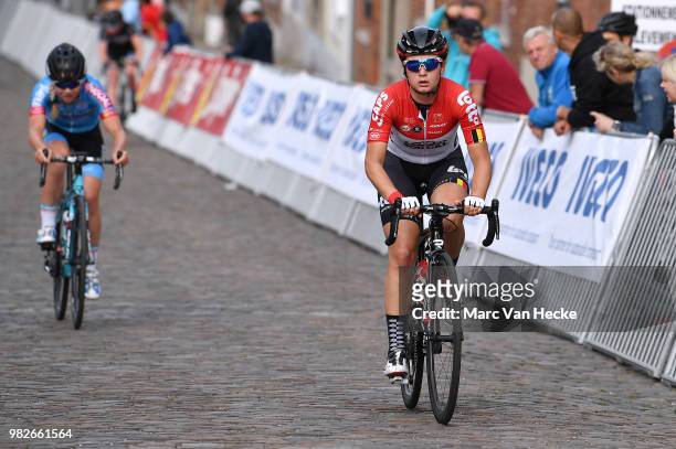 Arrival / Alana Castrique of Belgium and Lotto Soudal Ladies during the 119th Belgian Road Championship 2018, Elite Women a 103,2km race from Binche...