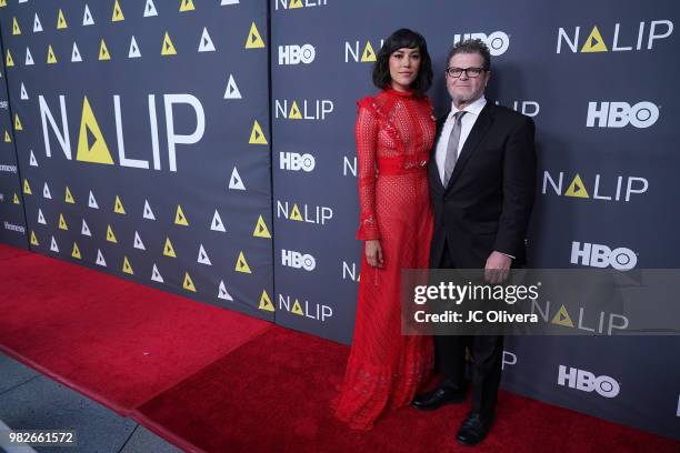 Actor Mishel Prada and film composer Gustavo Santaolalla attend NALIP 2018 Latino Media Awards at The Ray Dolby Ballroom at Hollywood & Highland...