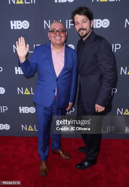 Actor Diego Luna and Ben Lopez NALIP executive director attend NALIP 2018 Latino Media Awards at The Ray Dolby Ballroom at Hollywood & Highland...