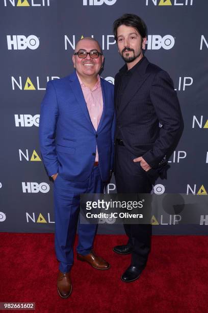 Actor Diego Luna and Ben Lopez NALIP executive director attend NALIP 2018 Latino Media Awards at The Ray Dolby Ballroom at Hollywood & Highland...