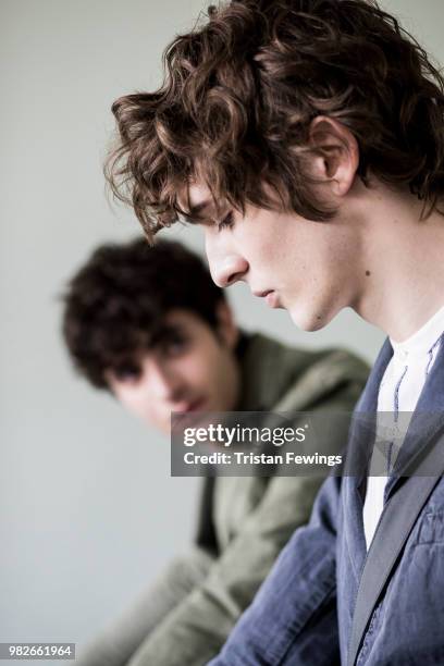 Models pose backstage prior the Officine Generale Menswear Spring Summer 2019 show as part of Paris Fashion Week on June 24, 2018 in Paris, France.