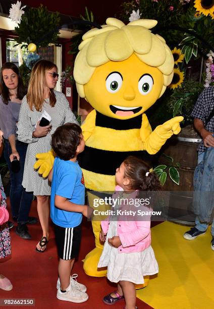 Maya attends the "Maya L'Abeille 2 - Les Jeux Du Miel" Paris Special Screening at Cinema Gaumont Opera on June 24, 2018 in Paris, France.