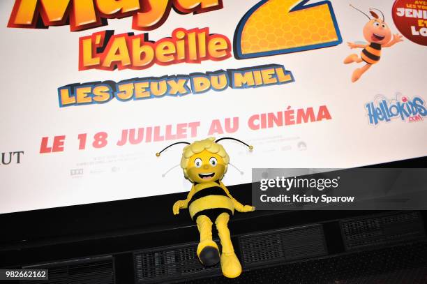 Maya attends the "Maya L'Abeille 2 - Les Jeux Du Miel" Paris Special Screening at Cinema Gaumont Opera on June 24, 2018 in Paris, France.