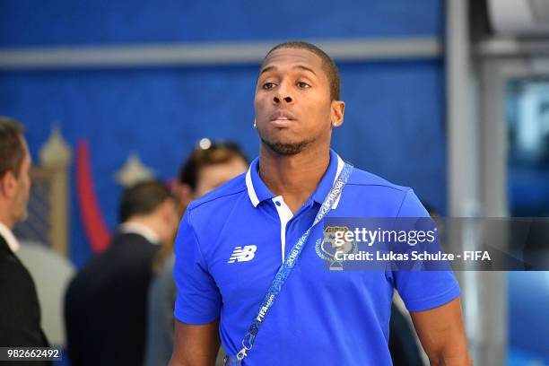 Armando Cooper of Panama arrives at the stadium prior to the 2018 FIFA World Cup Russia group G match between England and Panama at Nizhny Novgorod...