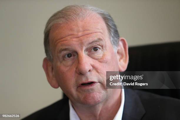 Andy Cosslett, the RFU chairman, faces the media on June 24, 2018 in Cape Town, South Africa.