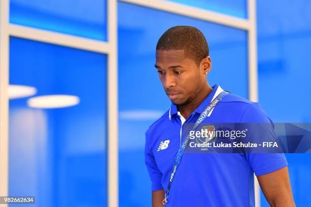 Armando Cooper of Panama arrives at the stadium prior to the 2018 FIFA World Cup Russia group G match between England and Panama at Nizhny Novgorod...
